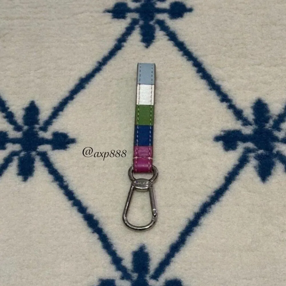 Coach Y2K Vintage Legacy Stripe Colorblock Leather Keychain Bag Charm - Multi